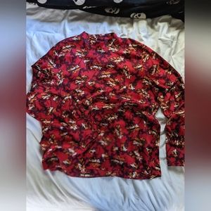 Ann Taylor Floral Silk Feel Blouse | Holiday Fashion | Statement Sleeve Top